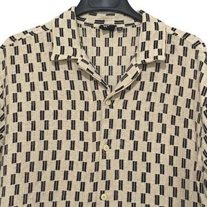 Fried Waters Mens Resort Shirt L Cabana Cuban Collar Vacation Cruise Open Knit